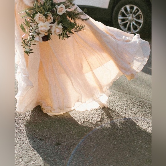 Custom Sarah Seven Lace and Silk Wedding Dress - Picture 8 of 16